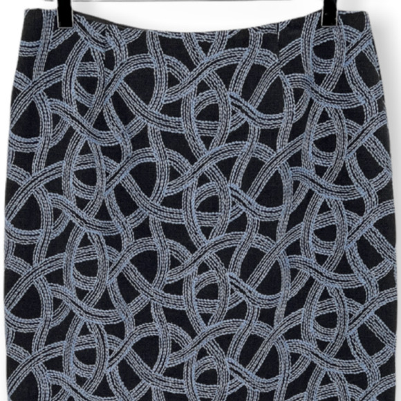 Carlisle Skirt Womens 6 Gray Blue Embroidered Wool Blend Pencil Career Business - Picture 2 of 9